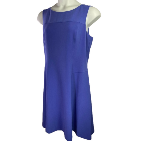 White House Black Market Periwinkle Scoop Neckline Sheath Midi Dress EUC Size 16 - Picture 3 of 5